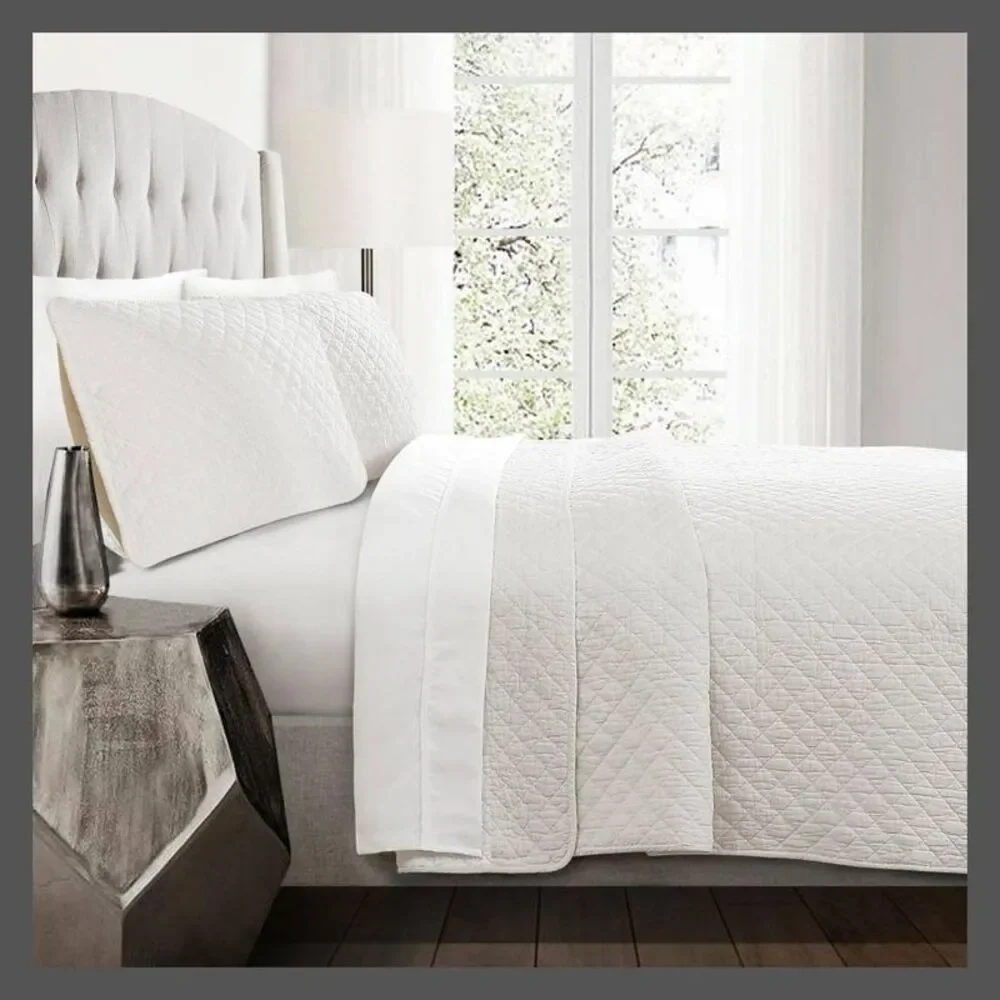 Lush Decor -  3-Piece Diamond Quilt Set OEKO-TEX STAN White